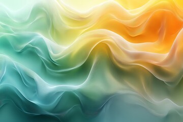Obraz premium Abstract background with light green and yellow colors, modern design featuring soft curves and smooth lines in a digital art style.
