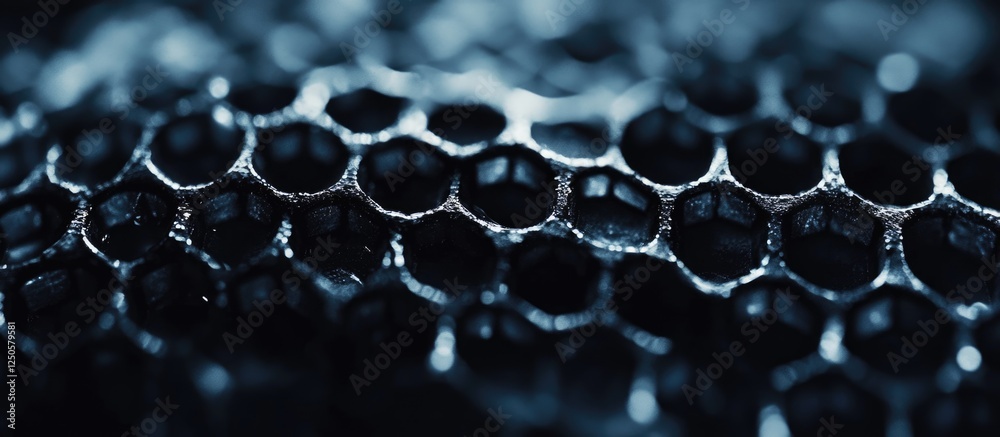 Poster close-up macro shot of a honeycomb surface with negative space ideal for adding text or graphics in 