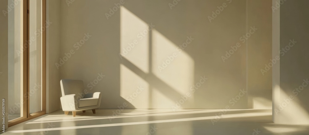 Fototapete minimalist interior design showcasing simple furniture and natural light with ample empty space for 