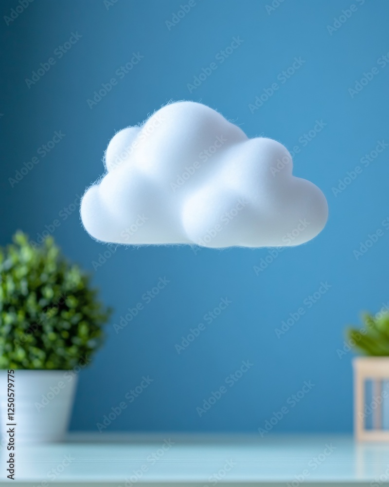 Aufkleber Visually Soothing Cloud Model in Minimalist Office Soft Foam Texture for Tech Branding and Creative Workspace Decor Enhancing Modern Digital Themes with Subtle Elegance