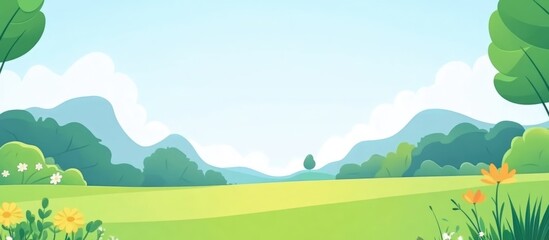 Obraz premium Vibrant Spring Summer Landscape with Clear Blue Sky Ideal for Text Overlay and Relaxing Nature Scenes