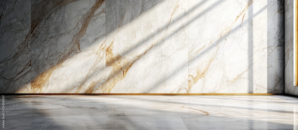 Sticker elegant marble wall texture with light shadows and blank space for text or graphics