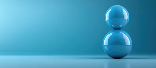 Minimalist composition of two blue spheres symbolizing balance and harmony with a modern artistic backdrop and space for text integration