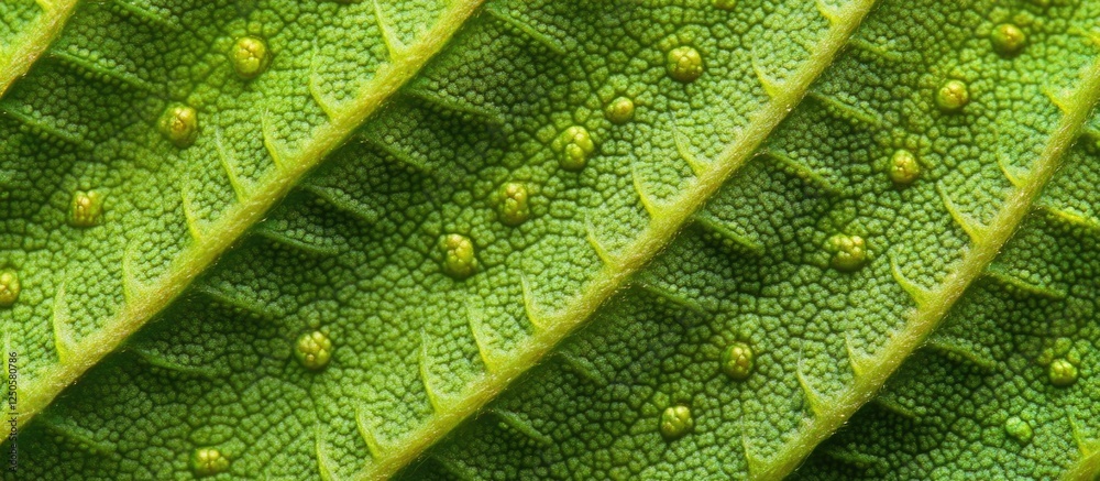 Poster detailed close-up of macro green fern texture showcasing intricate leaf patterns and vibrant colors 