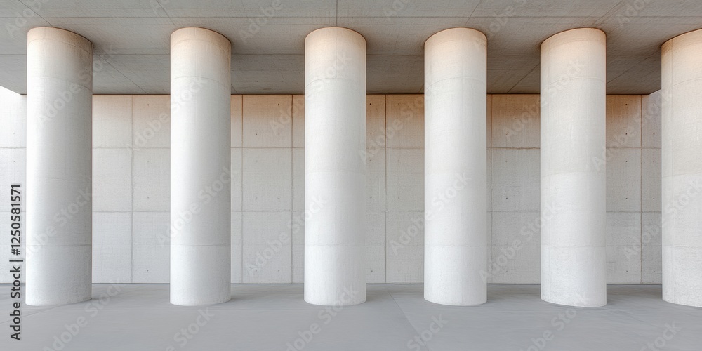 Leinwandbilder modern minimalist concrete structure underground parking entrance with pillars - secure storage solu