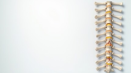 Obraz premium A detailed anatomical illustration of the human spine, showcasing vertebrae and discs, emphasizing structural alignment and health.