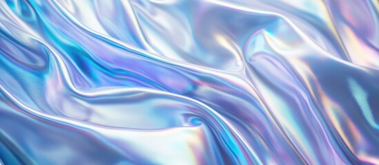 Obraz premium Minimalist Holographic Foil Texture in Soft Grey with Wavy Patterns Ideal for Backgrounds and Product Presentations Featuring Empty Text Space