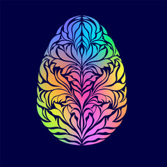 Floral  Easter Egg with gradient colors on dark background.