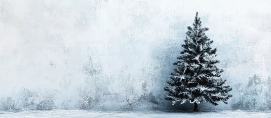 Fototapeta premium Minimalist Abstract Christmas Tree on Textured Background with Blank Space for Holiday Text and Simple Festive Design Elements
