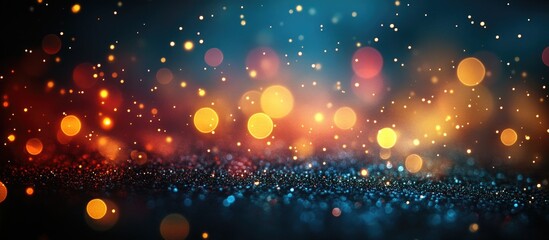 Obraz premium Colorful festive lights bokeh background with soft focus and defocused dots creating a vintage abstract atmosphere for seasonal celebrations