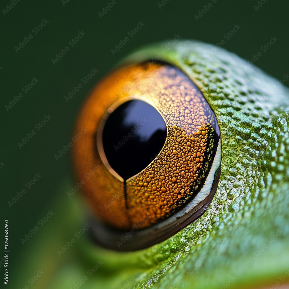 Aufkleber Macro of Frogs Golden Eye Exploring Unique Textures and Patterns for Innovative Nature-Inspired Design in Eco-Friendly Advertising and Conservation Campaigns