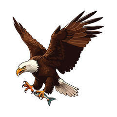 Obraz premium Cute Eagle Bird Cartoon Vector Icon Illustration. Animal Nature Icon Concept Isolated Premium Vector