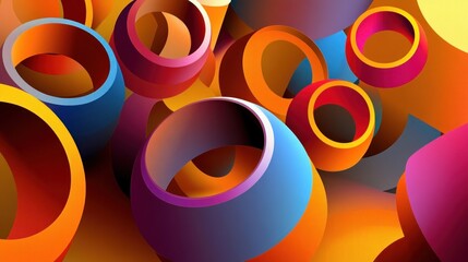 Abstract Geometric Rings with Vibrant Colors and Dynamic Composition