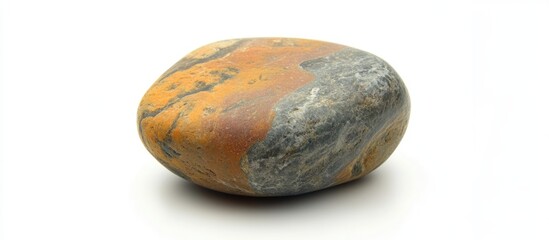 multicolored smooth stone with natural patterns on a white background isolated for decorative or artistic purposes