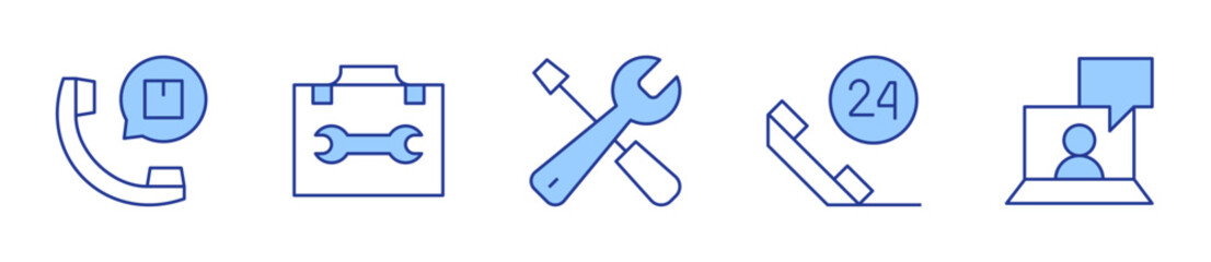 settings, call, online support, support. Support Icon vector illustration. Line Duotone style. Editable stroke