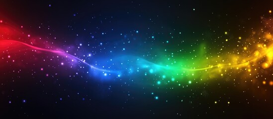 Fototapeta premium Vibrant Rainbow Wave on Dark Background Abstract Design for Celebratory Invitations or Greeting Cards