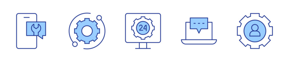 support, message, gear, technical support. Support Icon vector illustration. Line Duotone style. Editable stroke