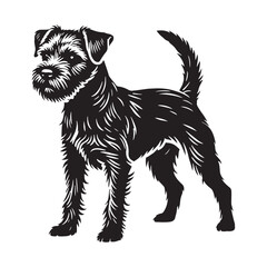 Border Terrier silhouette with a bold and well-defined shape - Border Terrier illustration - minimal Border Terrier vector - dog silhouette
