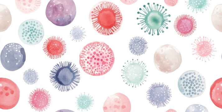 Watercolor Cells Seamless Pattern