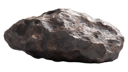 Detailed meteorite model showcasing intricate craters and textures, displayed on a transparent background for versatile use