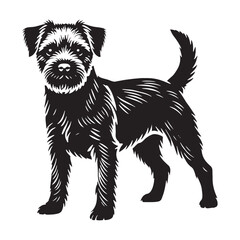 Beautifully crafted Border Terrier silhouette with a sleek posture - Border Terrier illustration - minimal Border Terrier vector - dog silhouette
