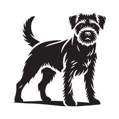Elegant Border Terrier silhouette with a distinctive stance - Border Terrier illustration - minimal Border Terrier vector - dog silhouette
