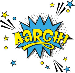 Comic lettering aargh with red lips and an open mouth. Vector bright cartoon illustration in retro pop art style. Comic text sound effects. EPS 10.	
