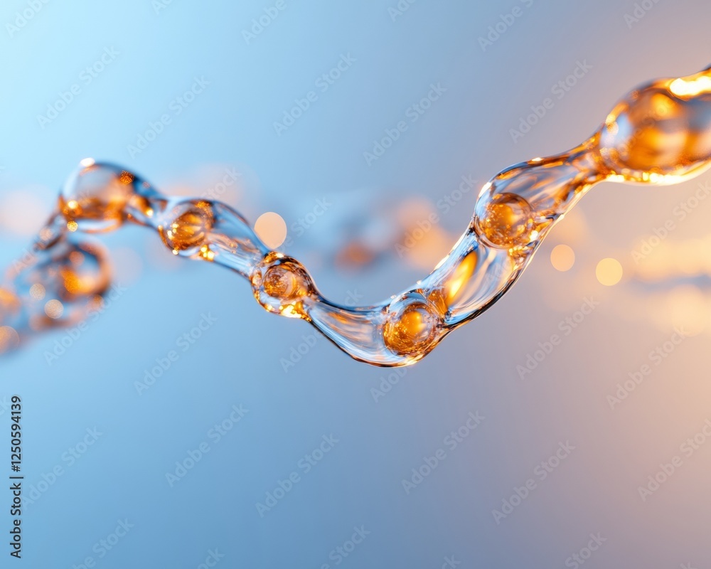 Aufkleber futuristic biotech visualization molecular structure with transparent glass effect on gradient backd