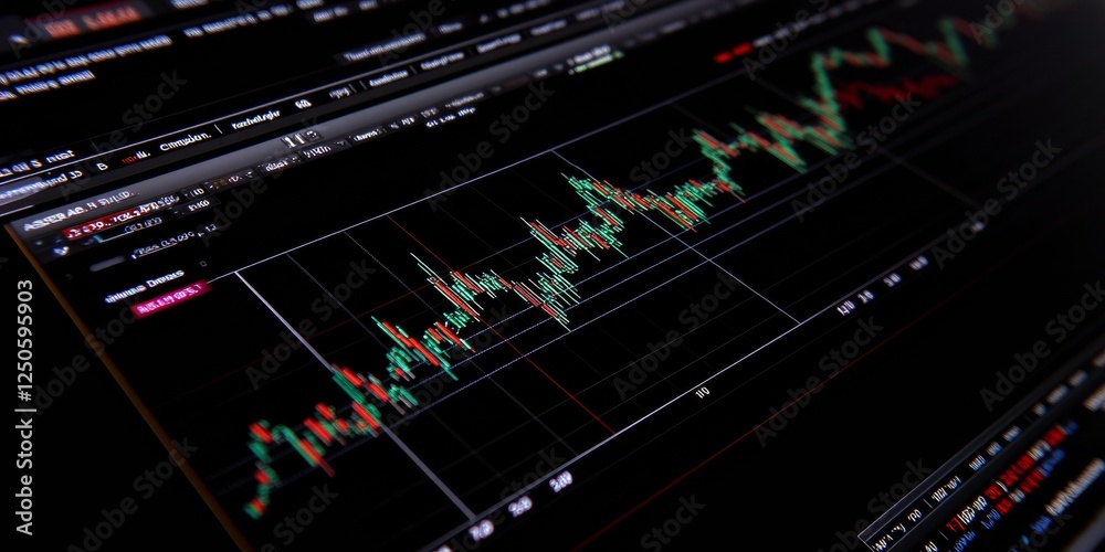 Aufkleber Dynamic Candlestick Chart on Sleek Digital Interface Advanced Market Data Visualization for Cryptocurrency Insights and Financial Analysis in Tech-Savvy Business Environments
