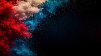Fototapeta premium Abstract Red And Blue Color Explosion Background With Dynamic Particles