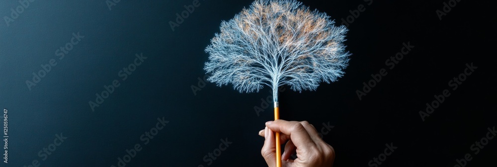 Poster Minimalist Creative Workspace Hand-Drawn Delicate Tree Branch Pattern on Dark Canvas - Artistic Inspiration for Modern Visual Design in Innovative Business Settings