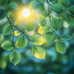 Obraz premium High Quality Natural Background with Green Leaves and Sunlight