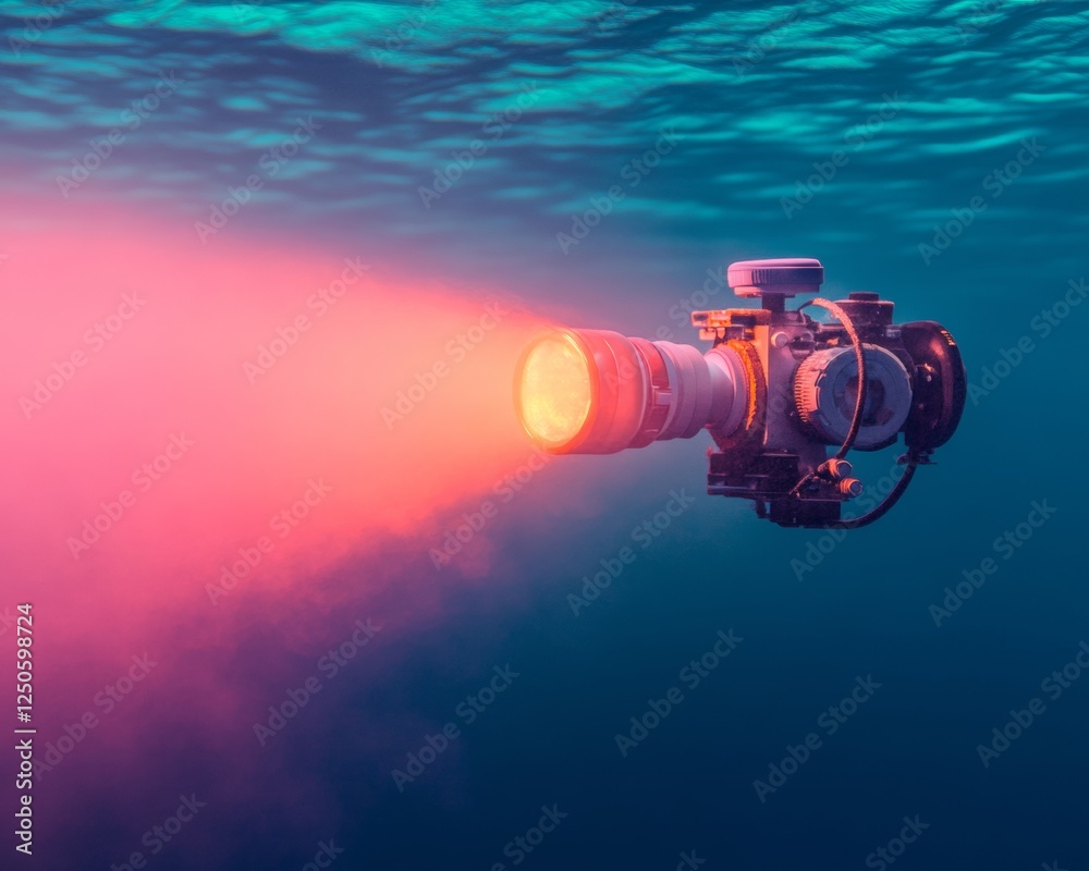 Aufkleber colorful oceanographic imaging cutting-edge lidar camera in vibrant waters - essential for marine ex