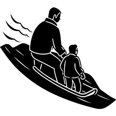 Father and child roasting marshmallows at a campfi