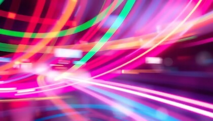 Abstract Neon Light Trails Dynamic Motion Blur