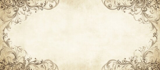 Vintage parchment paper with ornate classic border design and blank space for personalized text or message composition.