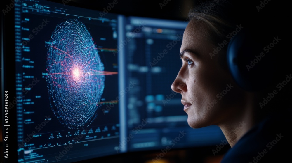 Aufkleber Futuristic Weather Monitoring Interface High-Resolution Digital Radar and Control Room Setup - Advanced Forecasting Tech for Emergency Response and Climate Analysis