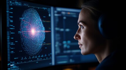 Futuristic Weather Monitoring Interface High-Resolution Digital Radar and Control Room Setup - Advanced Forecasting Tech for Emergency Response and Climate Analysis