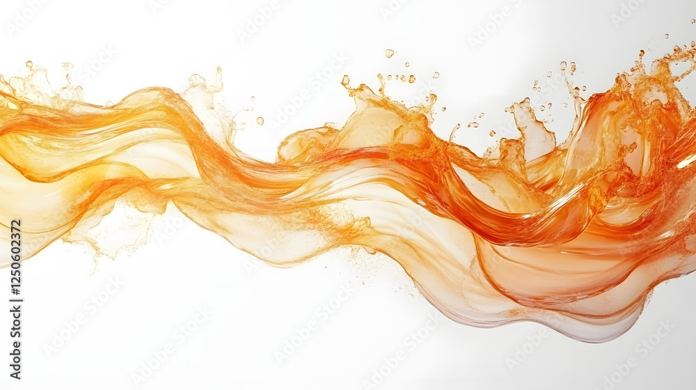 Aufkleber Flowing and Vibrant Digital Abstract with Fiery Orange and Yellow Waves of Energy and Motion  composition featuring fluid chaotic movements smooth curves and a powerful explosive visual effect