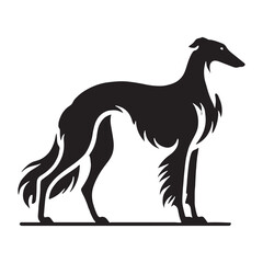 Distinctive Borzoi silhouette emphasizing grace and elegance - Borzoi illustration - minimal Borzoi vector - dog silhouette
