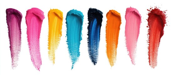 Naklejka premium Colorful paint strokes for graphic design use creating a vibrant background or artistic splash effect suitable for various creative projects.