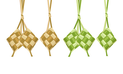 Vector illustration of Ketupat, a Javanese rice dish wrapped with young coconut leaves