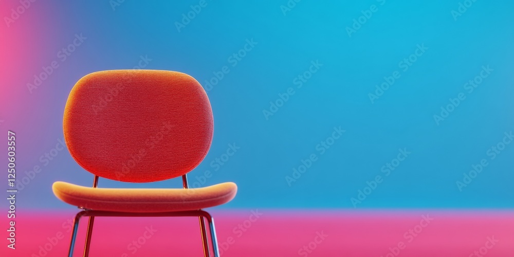 Aufkleber vibrant retro seating iconic red fabric chair on gradient backdrop - mid-century modern content and 