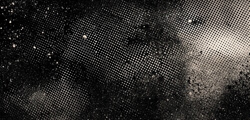 Sandy noise textures add a raw edge to grunge-inspired dotted halftone overlays.