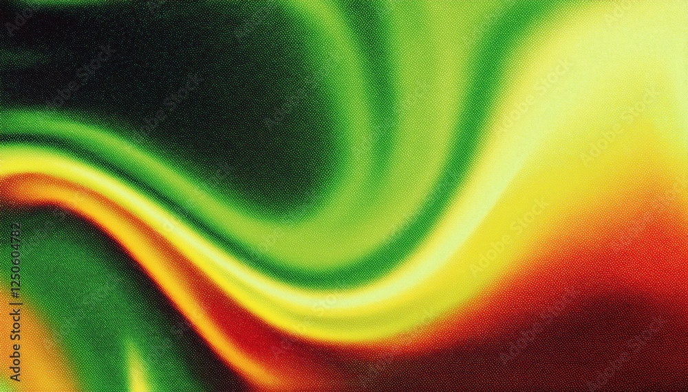Fototapete abstract digital wave pattern in green, yellow, and red tones creating a fluid texture for artistic 