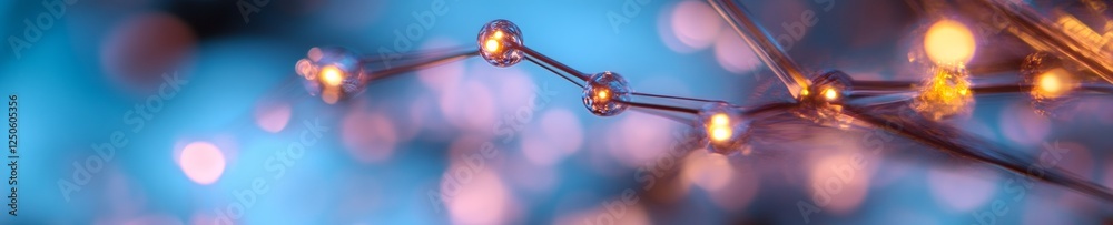 Poster Modern Molecular Connectivity Illuminated Network of Bioluminescent Nodes on Abstract Surface - Digital Innovation Content and Scientific Visualization for Tech Industry Advancement