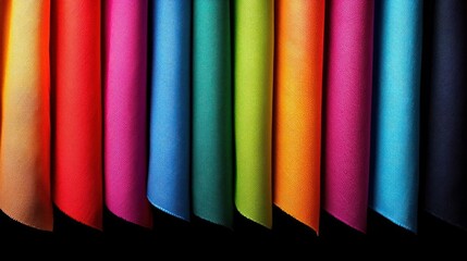 Colorful Fabric Swatches On Black Background