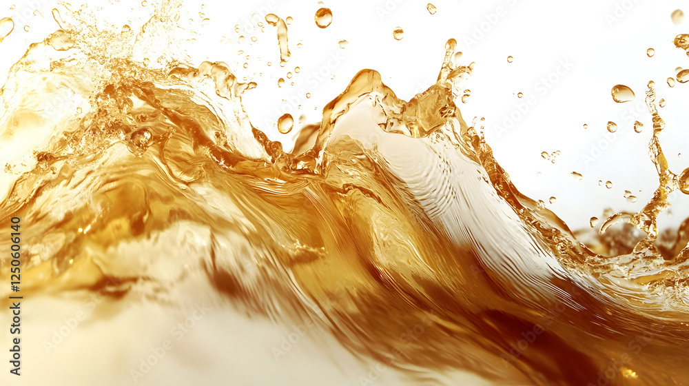Poster Mesmerizing golden liquid splash with dynamic movement and flow  Captivating abstract background featuring shimmering viscous fluid in motion creating a captivating and energetic visual display