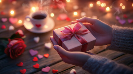 Elegant Valentine's Gift Held by Feminine Hands
