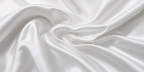 White Silk Fabric Texture with Gentle Folds, Soft Shadows, and Realistic Smooth Satin Sheen for Elegant Luxury Backgrounds, Fashion, and High-End Branding